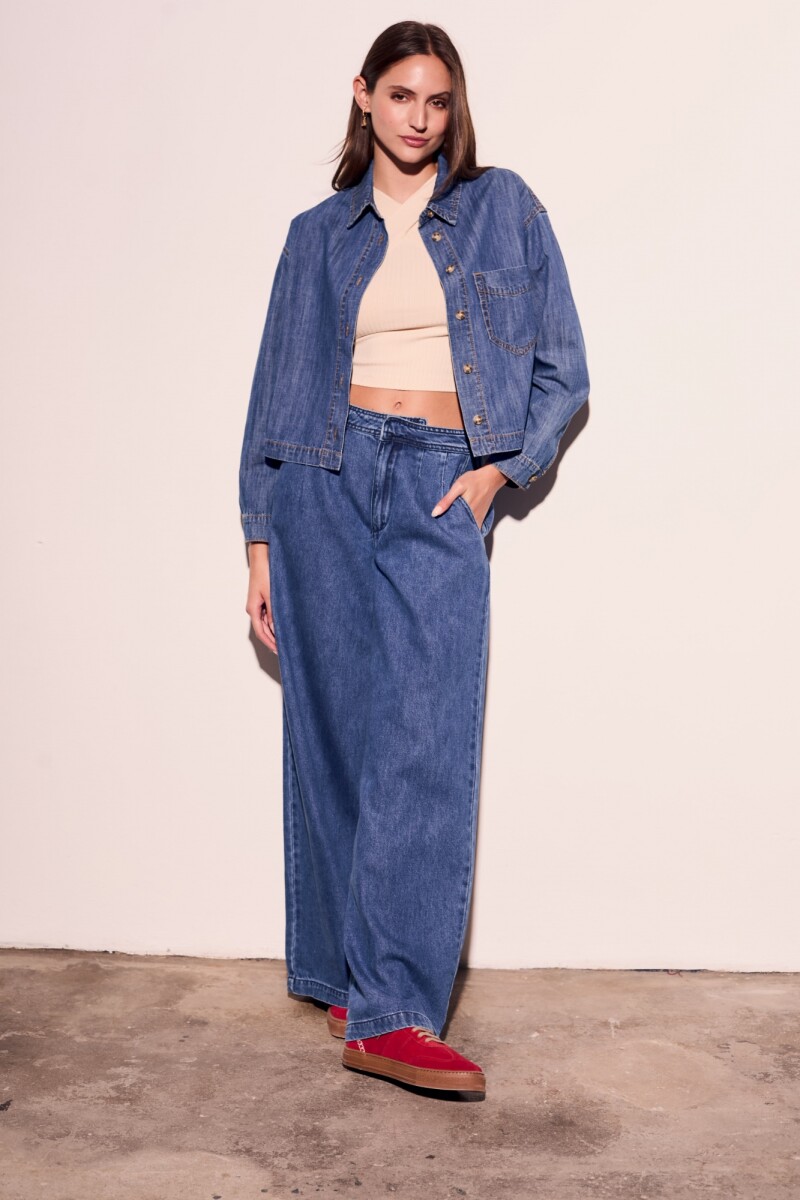 Jean Tiro Bajo Pinzas Denim