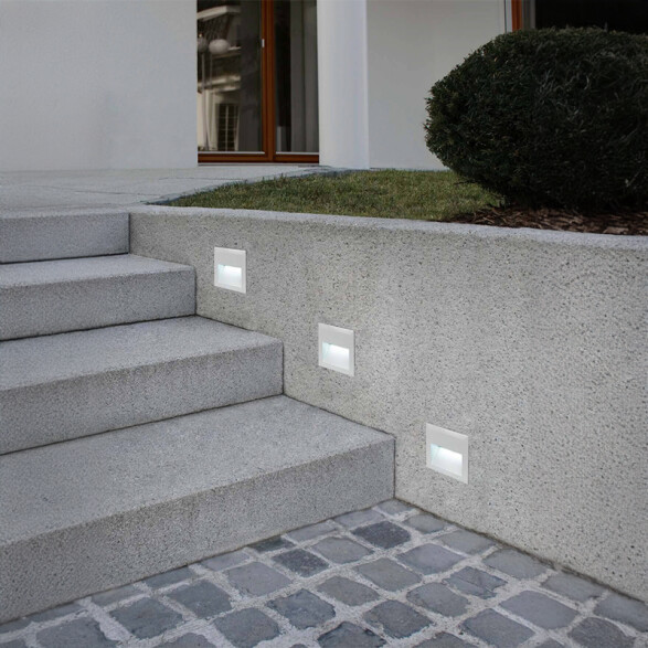 Luminaria de embutir LED 3,7W neutra cuad. párpado gris IP65 EG0478