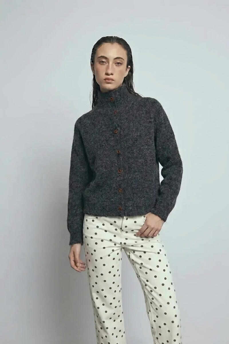Cardigan abotonado gris oscuro
