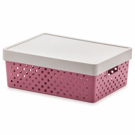 Caja Canasto Organizador Quadratta con Tapa en PP 39x29x14Cm Rosa