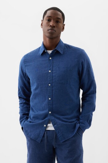 Camisa De Lino Hombre Bainbridge Blue