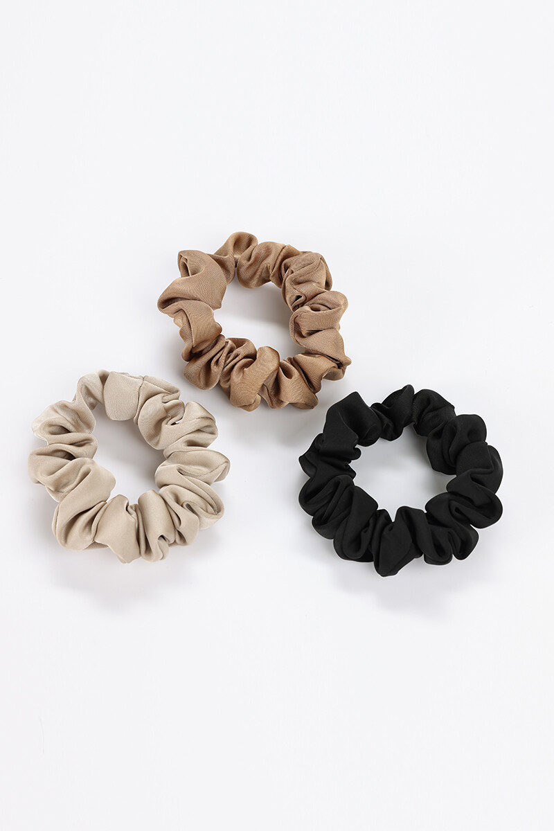 Set de gomita scrunchie de tela - Beige 