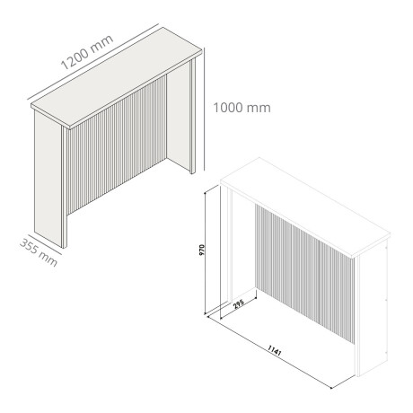 Barra de Isla Canelada MDF Nature 120 cm – Diseño Moderno para Cocina GAMAS DE BEIGE