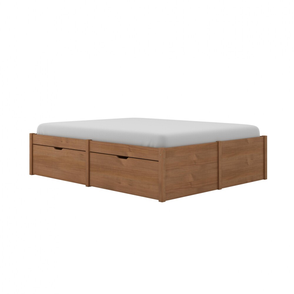 Cama Madera Maciza Con Cajones - Queen - Linea beauty Amendoa