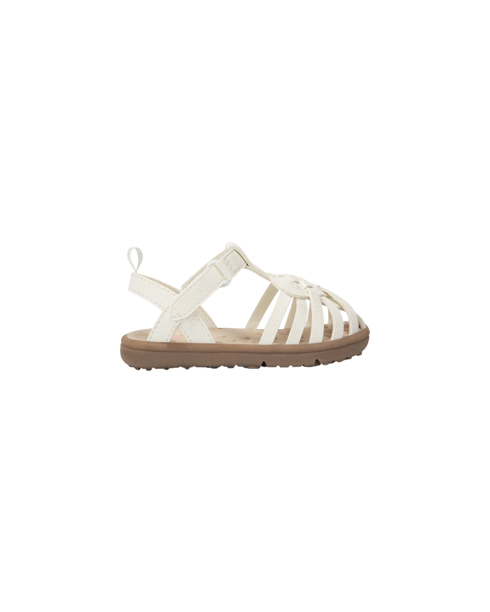 Sandalias con velcro y brillo, blancas Sin color