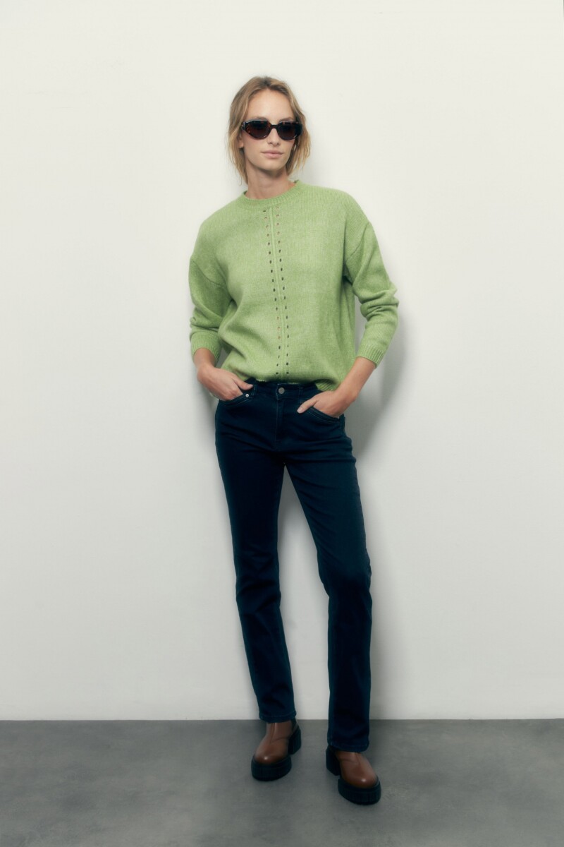 Sweater con detalle calado - verde manzana 
