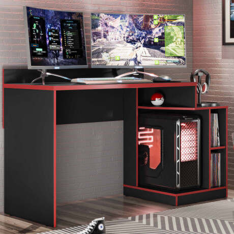 Escritorio Gamer Play Negro con Rojo 001