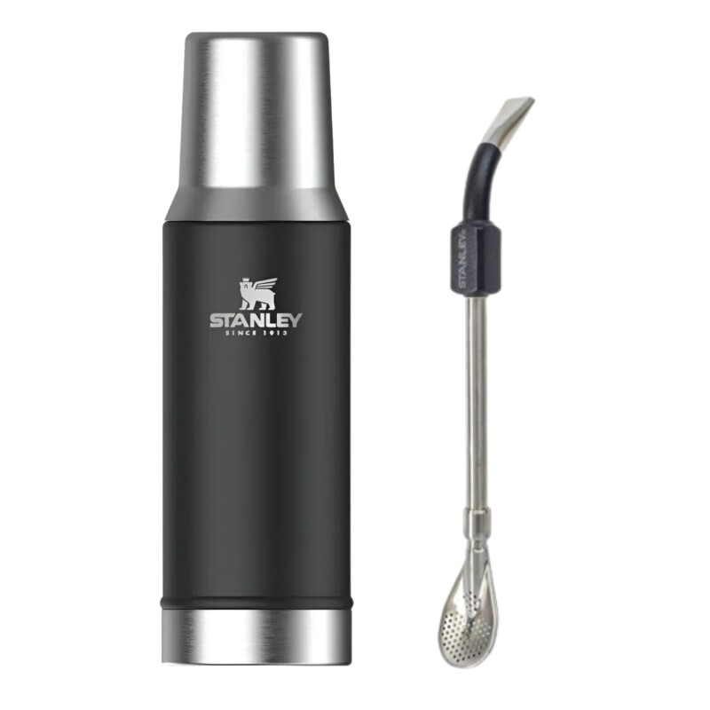 Set Stanley Termo tapa mate 2en1 800ml + Bombilla Negro