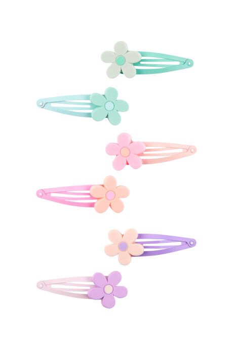 Pack seis pinzas de pelo, diseño floral Sin color