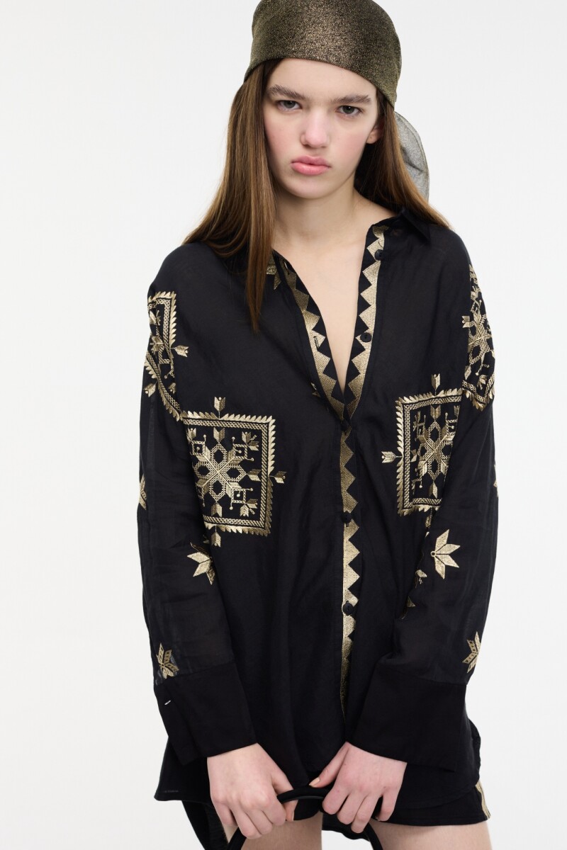 CAMISA BORDADA Negro