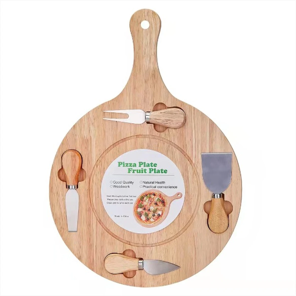 Tabla Para Picadas 100% Bambú + Set De Cubiertos 