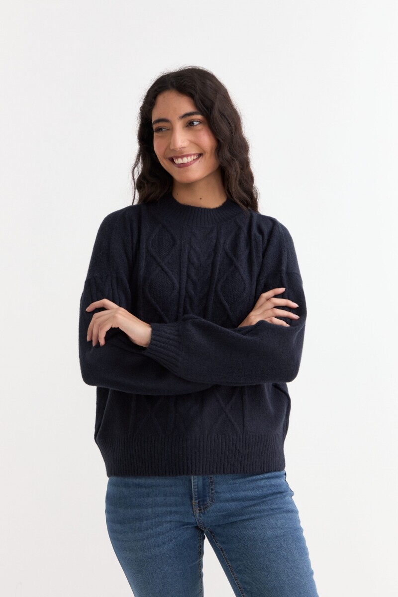 Sweater escote redondo con ochos - Azul 