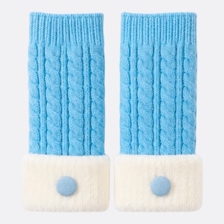 Guantes Sin Dedos Tejidos Celeste