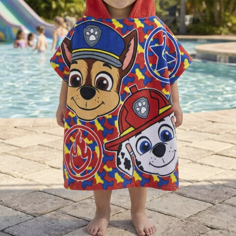 Bata Poncho Infantil Paw Patrol 100% Algodón 70 x 58 ROJO