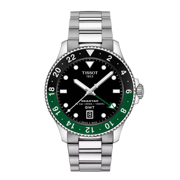 Reloj Tissot SEASTAR 1000 GMT 40MM de acero con bisel verde y negro Reloj Tissot SEASTAR 1000 GMT 40MM de acero con bisel verde y negro