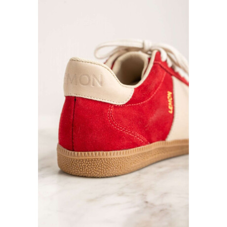 Zapatilla Gamuza Combinada Rojo