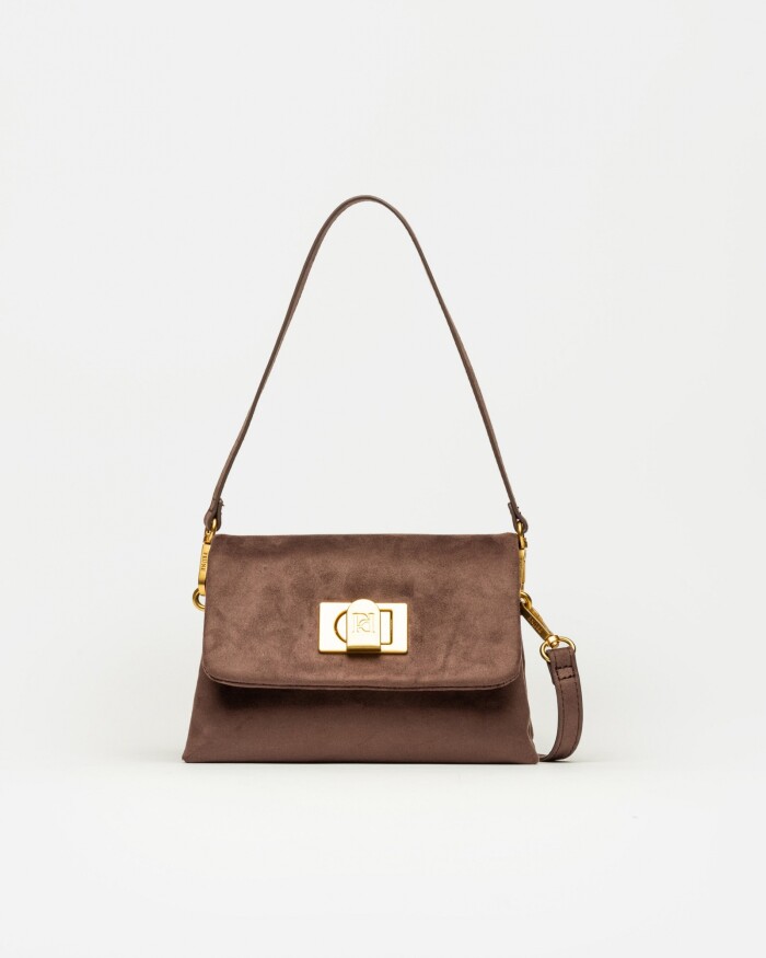 Bandolera Leisure en efecto gamuza Marron
