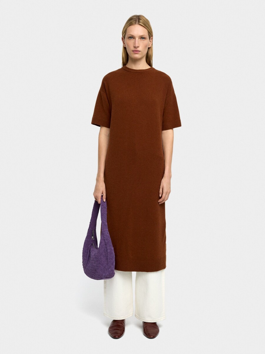 Vestido Midi De Punto teja