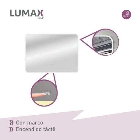 Espejo Horizontal Lumax c/marco desempañador y luz 120x70cm Blanco
