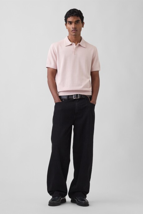 Buzo Tipo Polo Manga Corta Hombre Dull Rose