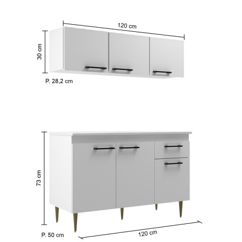 Bajo Mesada 3 Puerta 1 Cajón + Aereo 3 Puertas Blanco Bajo Mesada 3 Puerta 1 Cajón + Aereo 3 Puertas Blanco