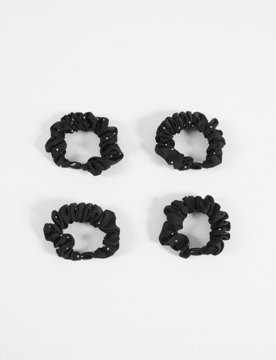 Set de 4 gomitas con strass - negro 