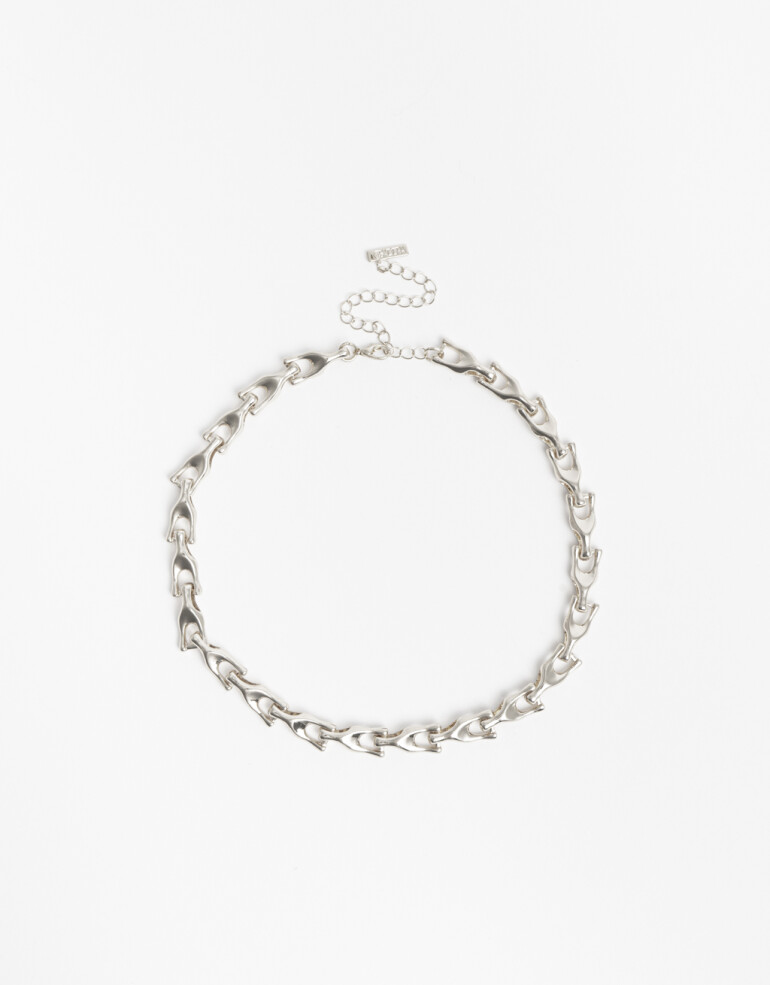 Collares Cortos Metal Collar Corto Cadena Metal - Plateado