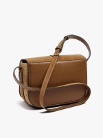Bolso Bandolera Con Solapa Efecto Rafia natural
