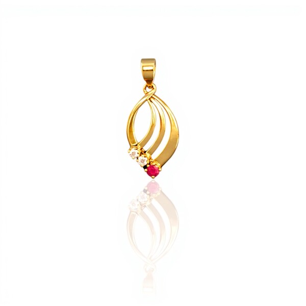 Dije Vintage-Oro bajo-Piedra Rubí y Zirconia-CP8698 conpiedra