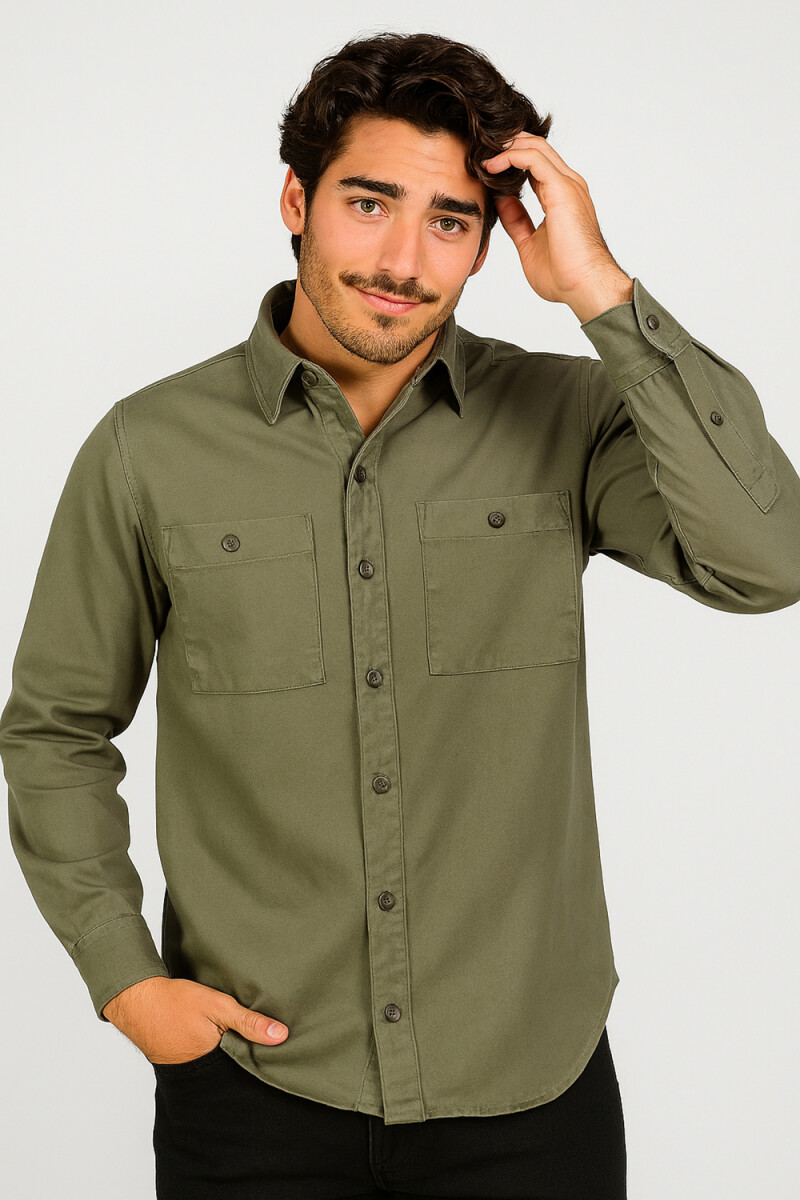 Camisa Denin - Verde Oliva Oscuro 