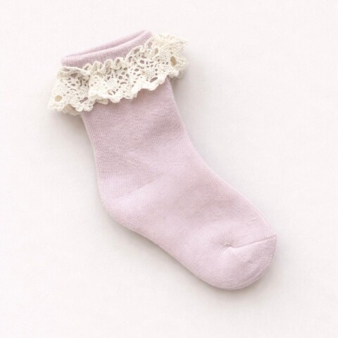 Medias Cortas Puntilla Térmicas Rosa Viejo