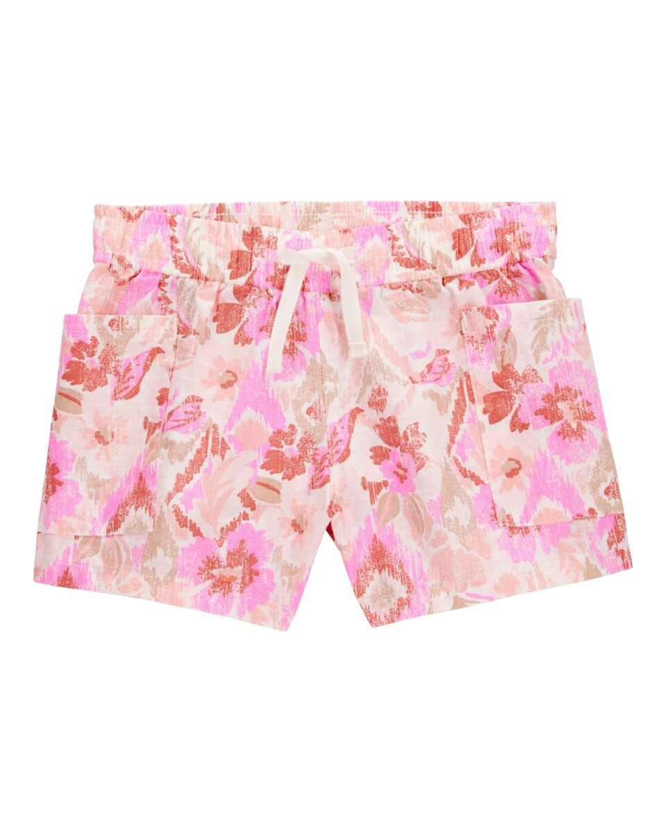 Short de algodón, con cordón, diseño floral 