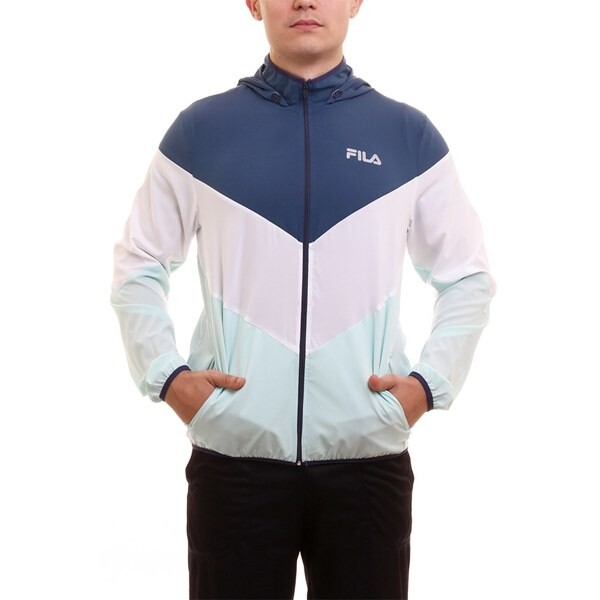 Campera Deportiva Rompeviento Para Hombre Fila Blanco/Azul