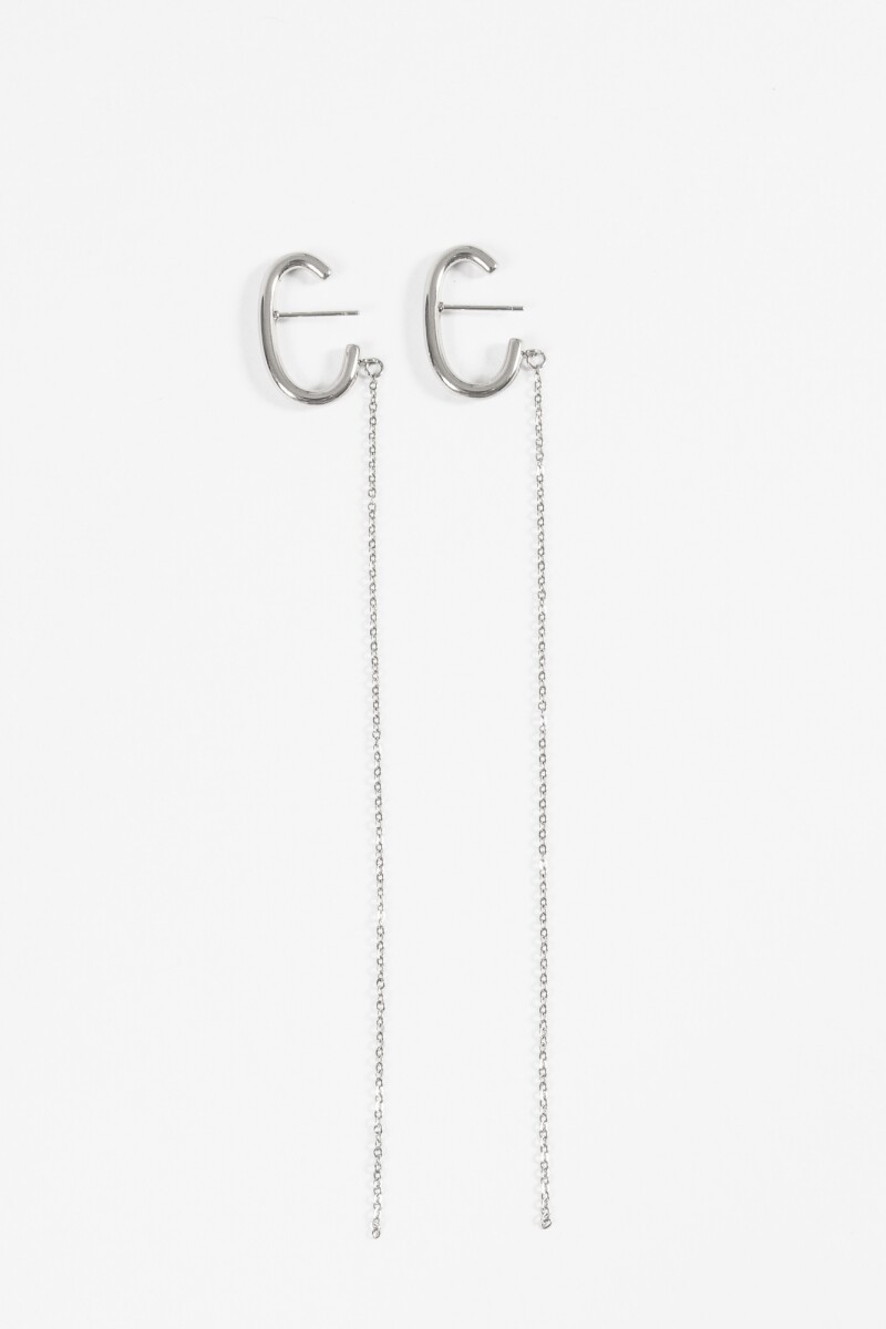 Aros acero con cadena plateado