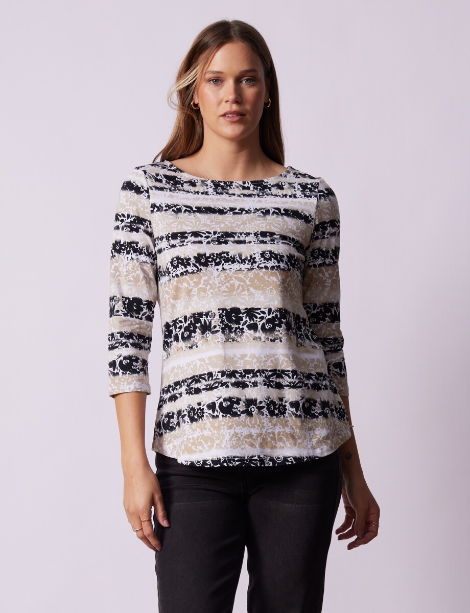 Remera Algodon Printed - Beige/multi 