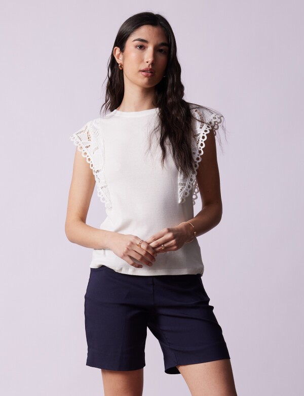 Blusa Manga Crochet BLANCO