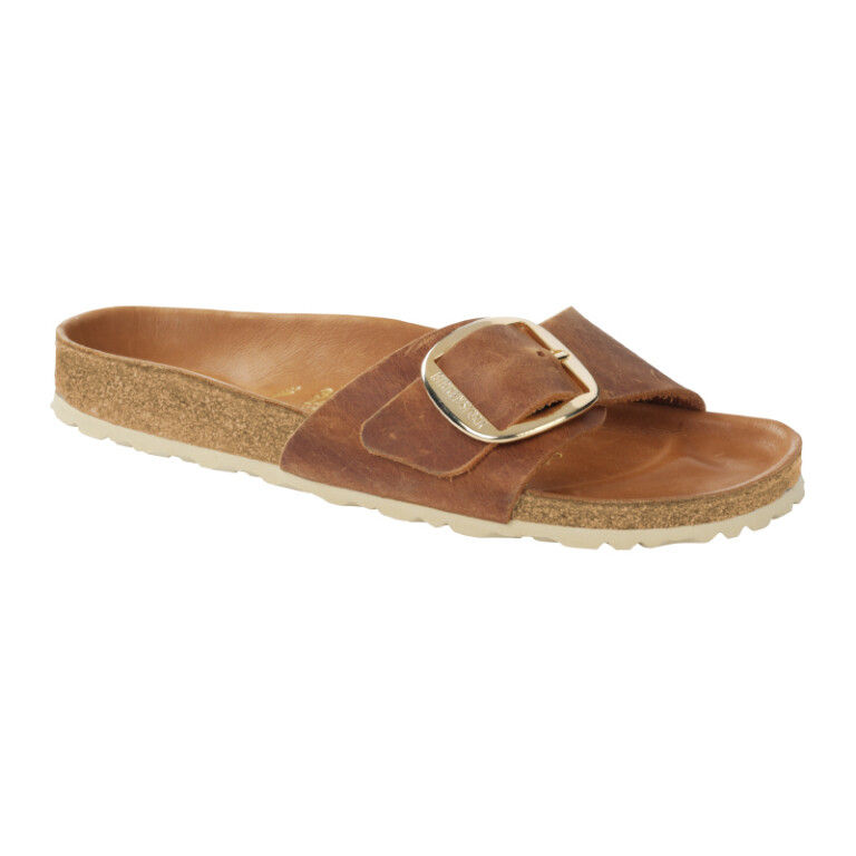 Sandalia Madrid Big Buckle Oiled Leather - Estrecho Cognac