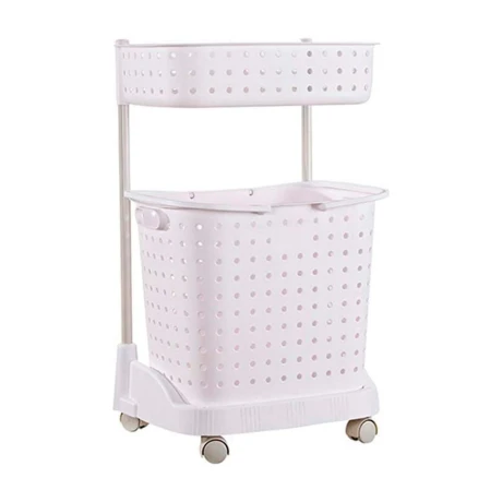 Carro Organizador Cesto Para Baño Estante + Canasto 031-2 BLANCO