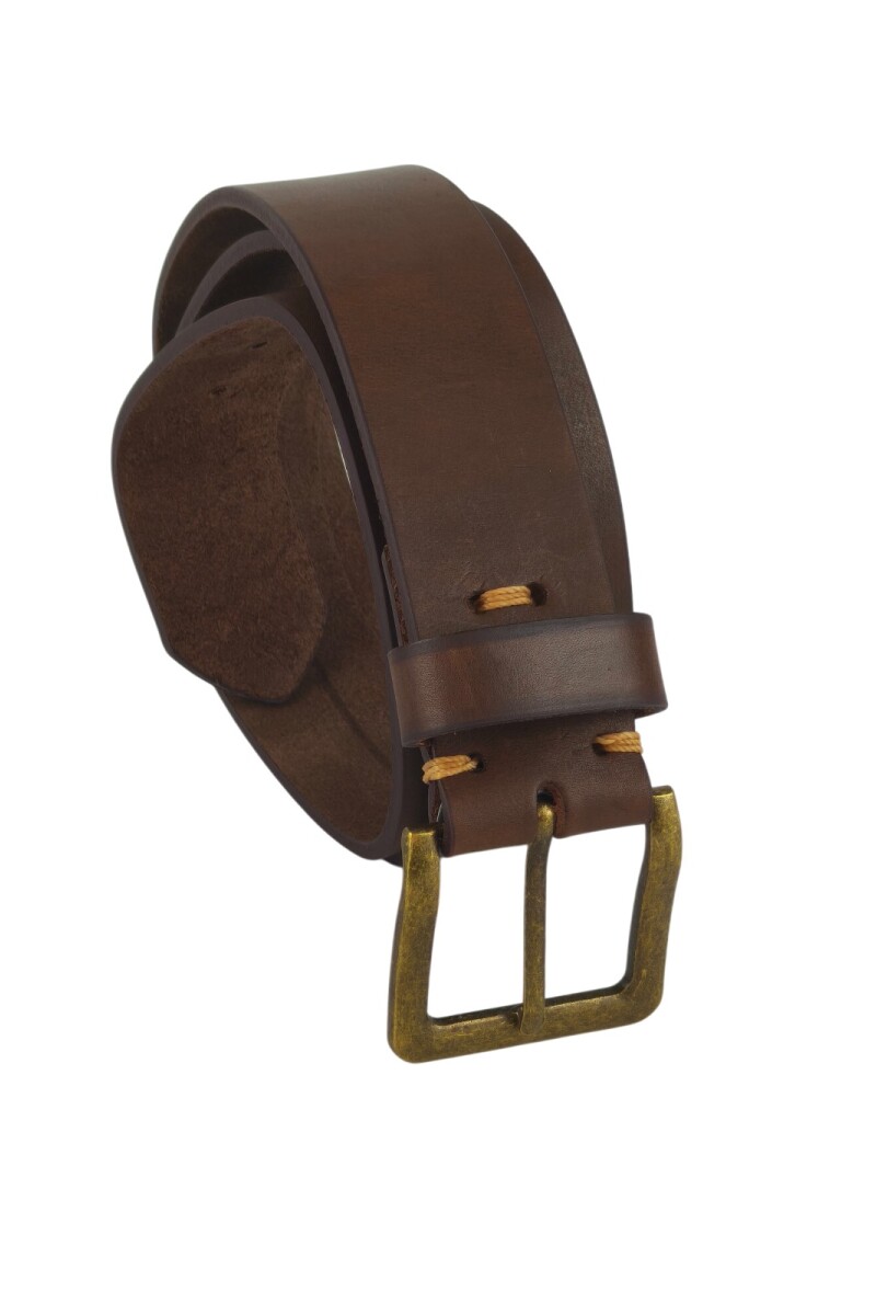 Cinto cuero c/detalle de costura Chocolate