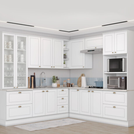 BAJO MESADA ARMARIO 2 PUERTAS 3 CAJONES - LÍNEA AMERICANA BLANCO