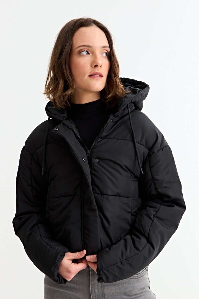 Campera puffer crop - Negro 