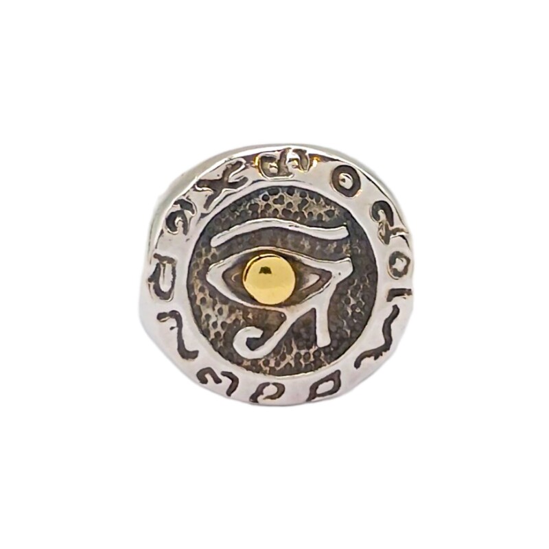 Anillo Ojo de Ra -Plata y Oro-Sin Piedra-AN5036 sinpiedra