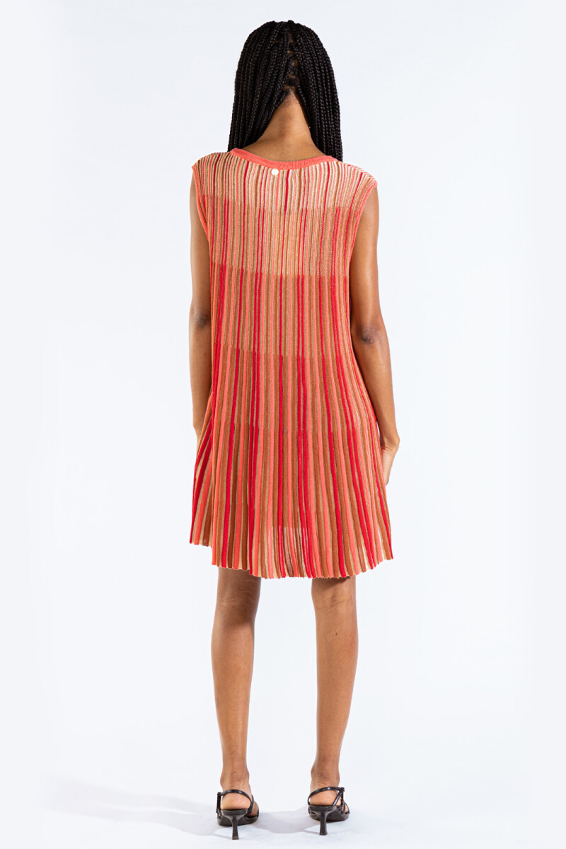 STRIPED TEE KNIT DRESS Fucsia