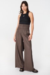 Pantalon Soft Negro/Marrón