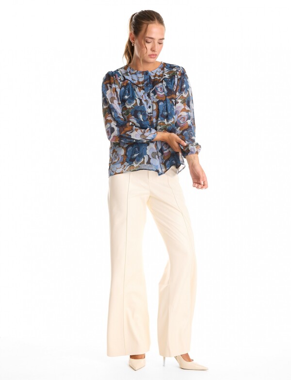 Blusa Gasa Flores AZUL/MULTI