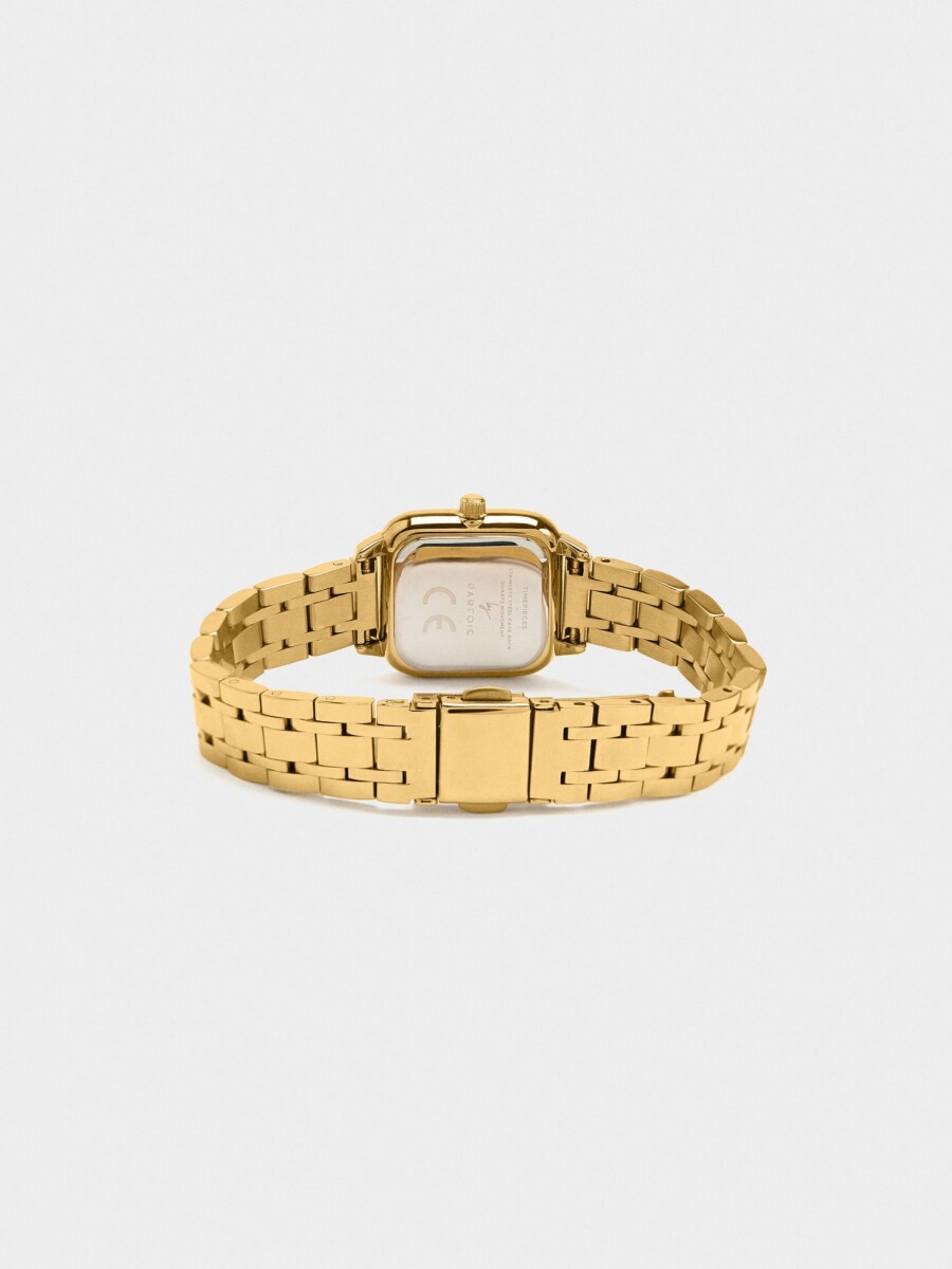 Reloj Cuadrado Con Pulsera De Acero Inoxidable dorado