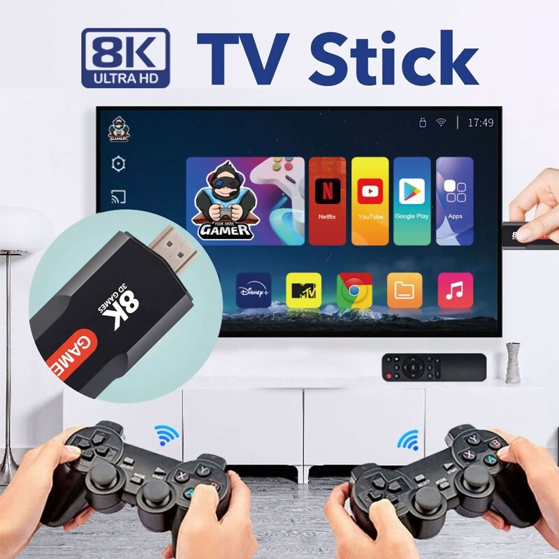 Decodificador Game Tv Stick 8k Ultra HD Con Controlador Inalámbrico Dual, HDR Decodificador Game Tv Stick 8k Ultra HD Con Controlador Inalámbrico Dual, HDR