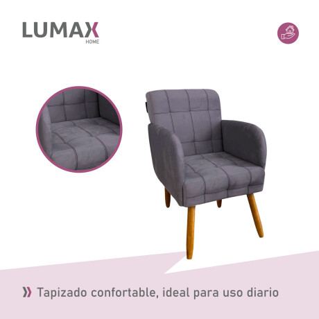 Pack x2 Sillón poltrona 1 cuerpo Lumax Maya nórdico de tela Gris