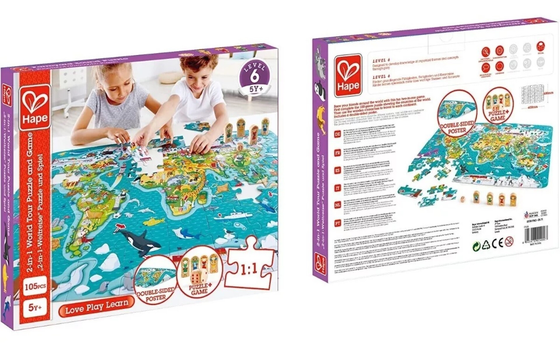 JUEGO Y ROMPECABEZAS DE LA GIRA MUNDIAL 2 EN 1 – HAPE 