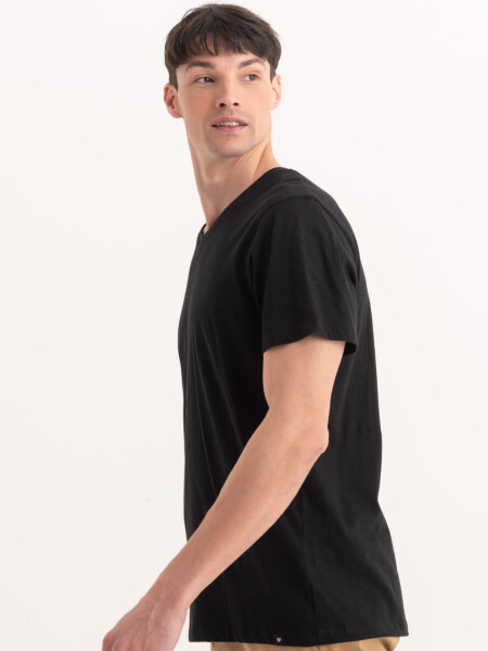 Camiseta cuello en V Negro